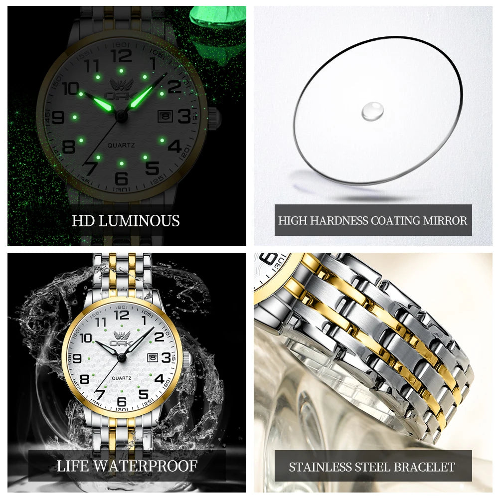 OPK Brand Fashion Waterproof Steel Belt Single Calendar Trend Ladies Quartz Watch 6006