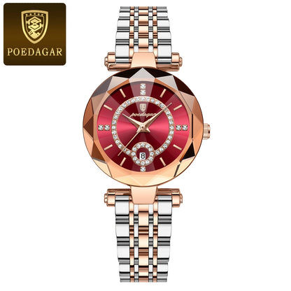 POEDAGAR Luxury Brand Women's Watches Waterproof Stainless Steel Date Ladies Wristwatch Fashion Elegant Quartz Woman Watch Reloj