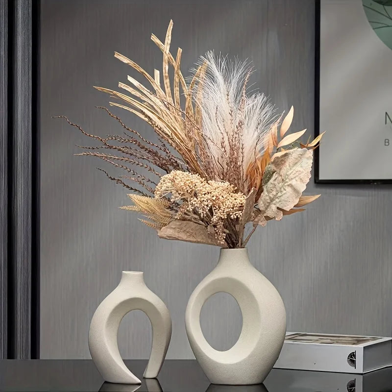 NordicVase™ - Jogo de 2 Vasos Cerâmicos Ocos Decorativos