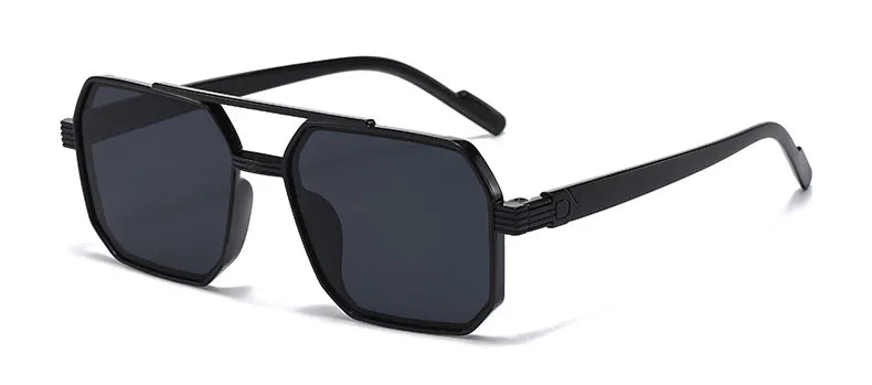Trendy Women Luxury Polygonal Pilot Sunglasses Double Beam Men Metal Sunglass Outdoor Driving Shade Unisex UV400