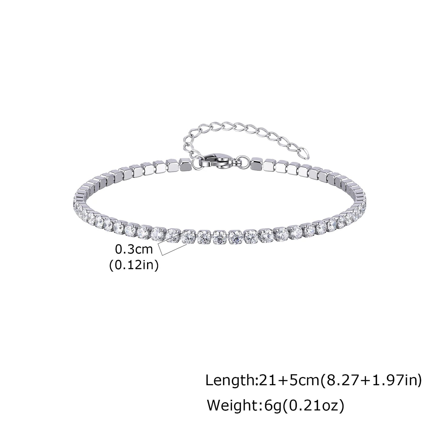 Cubic Zirconia Tennis Anklet for Women Stainless Steel 18K Gold Plated CZ Foot Chain Layering Summer No Tarnish Waterproof