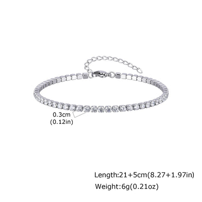 Cubic Zirconia Tennis Anklet for Women Stainless Steel 18K Gold Plated CZ Foot Chain Layering Summer No Tarnish Waterproof