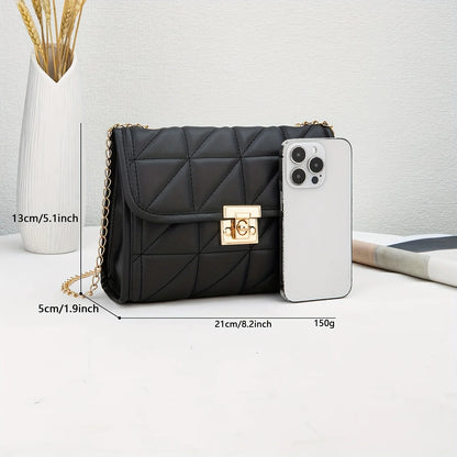 Lock buckle temperament simple chain versatile crossbody bag casual solid color commuting shoulder bag