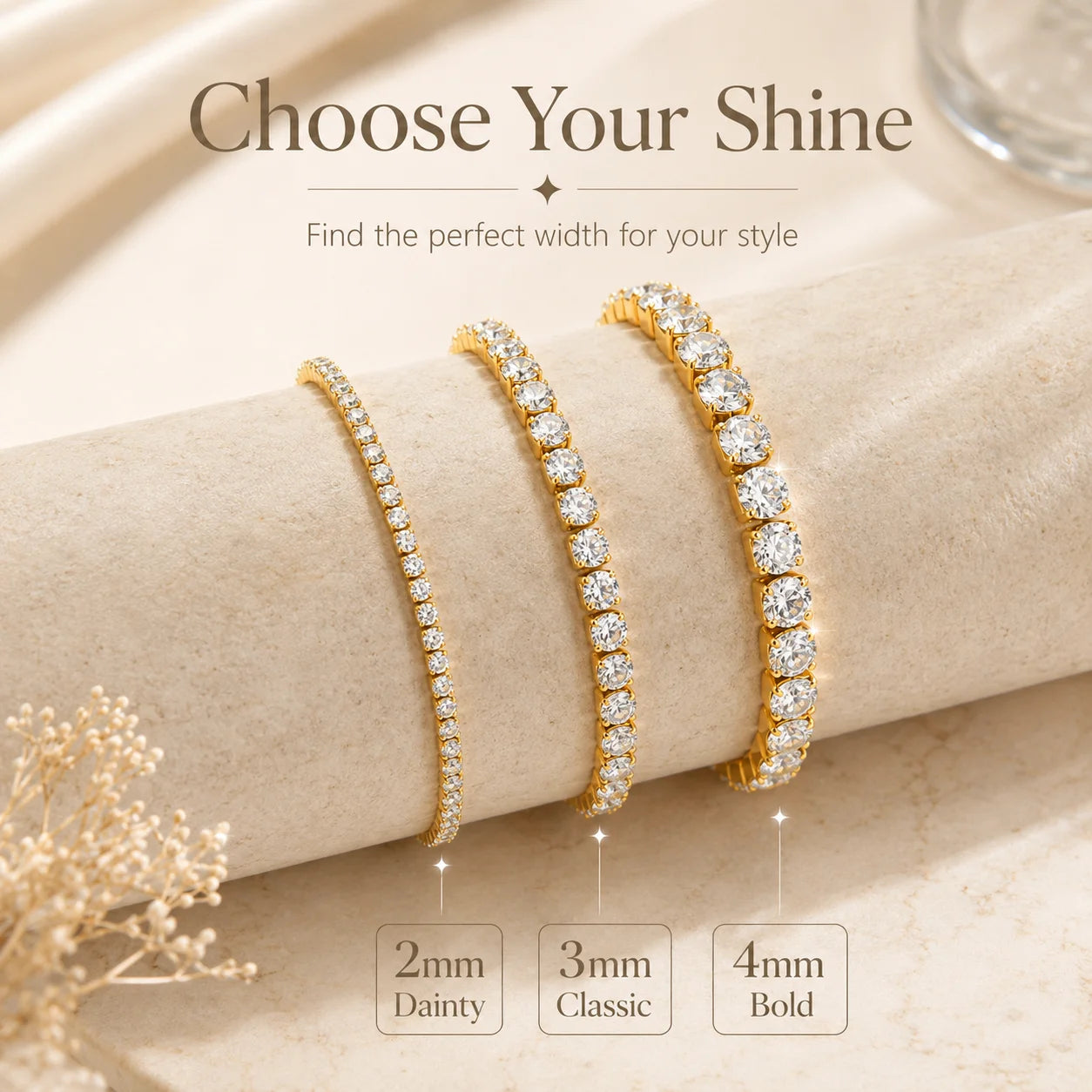 Cubic Zirconia Tennis Anklet for Women Stainless Steel 18K Gold Plated CZ Foot Chain Layering Summer No Tarnish Waterproof