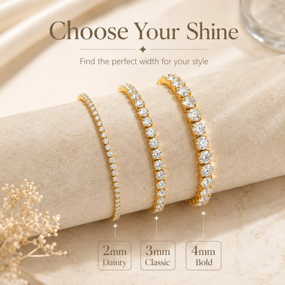 Cubic Zirconia Tennis Anklet for Women Stainless Steel 18K Gold Plated CZ Foot Chain Layering Summer No Tarnish Waterproof