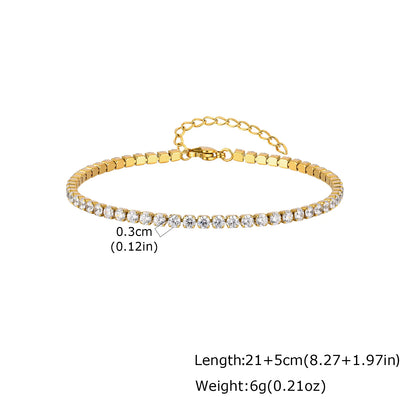 Cubic Zirconia Tennis Anklet for Women Stainless Steel 18K Gold Plated CZ Foot Chain Layering Summer No Tarnish Waterproof