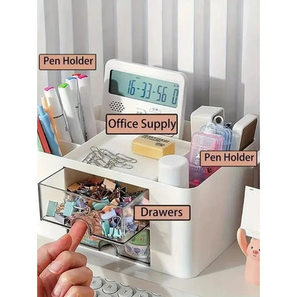 1PC Pen Organizer With 2 Drawer Multi-Functional Pencil Holder For Desk Holder Storage Box For Desk Office Supplies Vanity Table