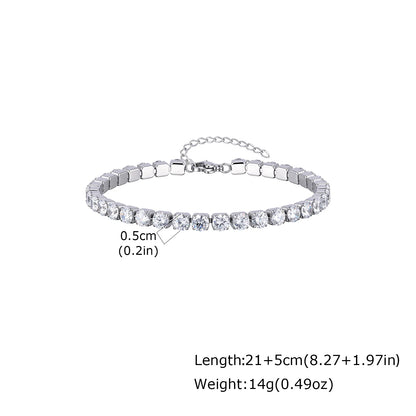 Cubic Zirconia Tennis Anklet for Women Stainless Steel 18K Gold Plated CZ Foot Chain Layering Summer No Tarnish Waterproof