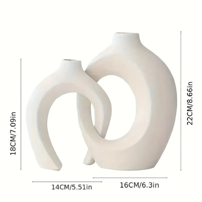NordicVase™ - Jogo de 2 Vasos Cerâmicos Ocos Decorativos
