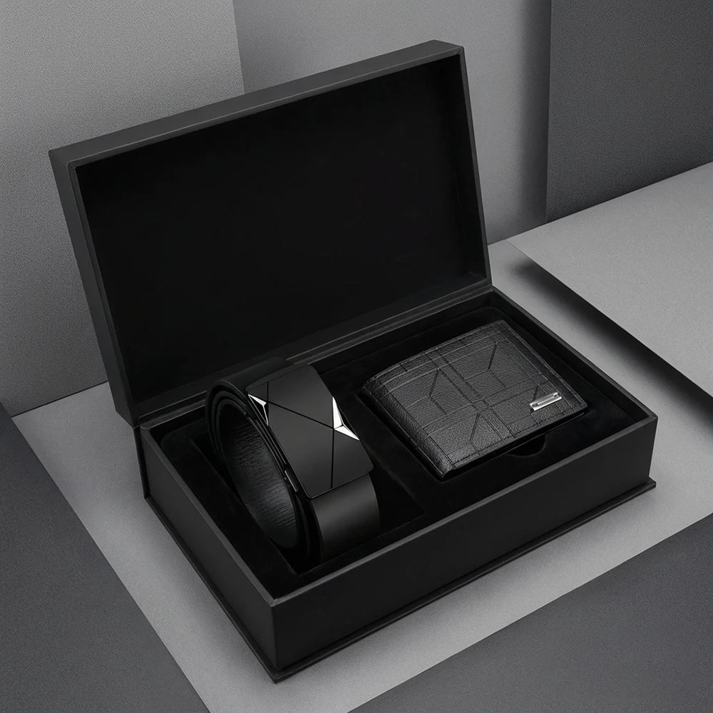2pcs High Quality Simple Nen's Belt Wallet Set Fashionable Men's Business Belt Accessories Ideal Gift For Father and Boyfriend