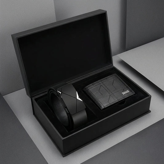 2pcs High Quality Simple Nen's Belt Wallet Set Fashionable Men's Business Belt Accessories Ideal Gift For Father and Boyfriend