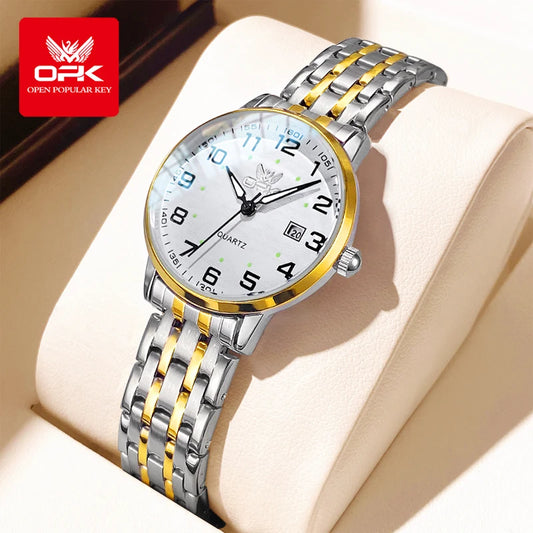 OPK Brand Fashion Waterproof Steel Belt Single Calendar Trend Ladies Quartz Watch 6006