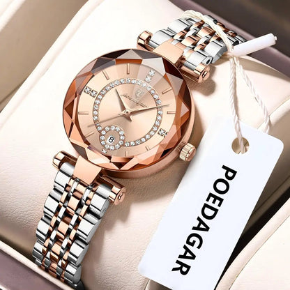POEDAGAR Luxury Brand Women's Watches Waterproof Stainless Steel Date Ladies Wristwatch Fashion Elegant Quartz Woman Watch Reloj