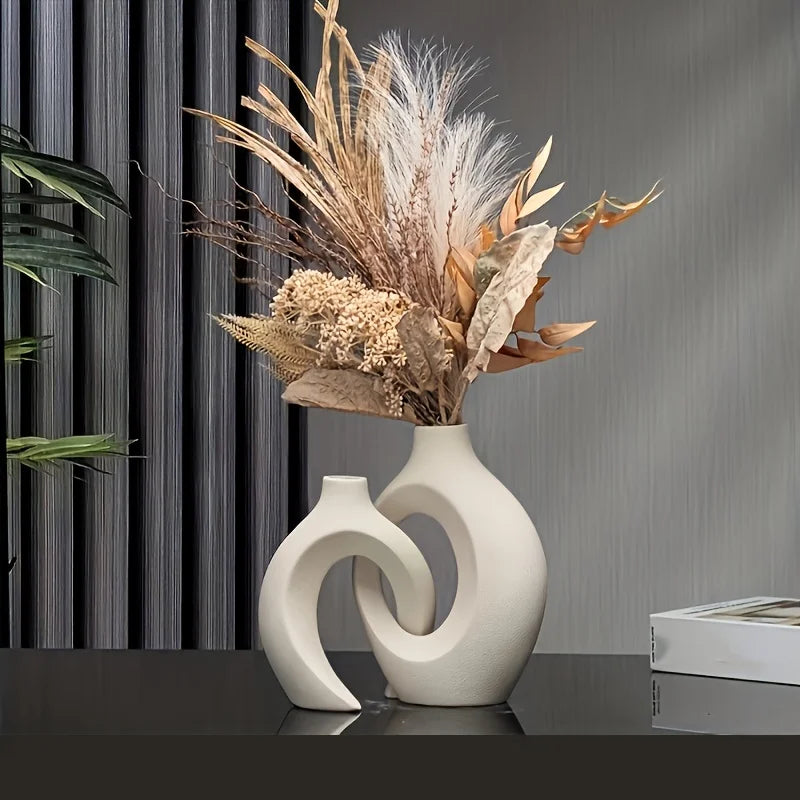 NordicVase™ - Jogo de 2 Vasos Cerâmicos Ocos Decorativos