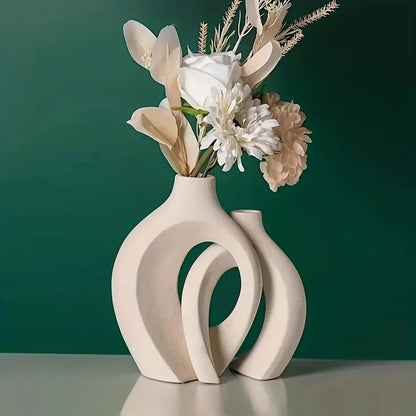 NordicVase™ - Jogo de 2 Vasos Cerâmicos Ocos Decorativos