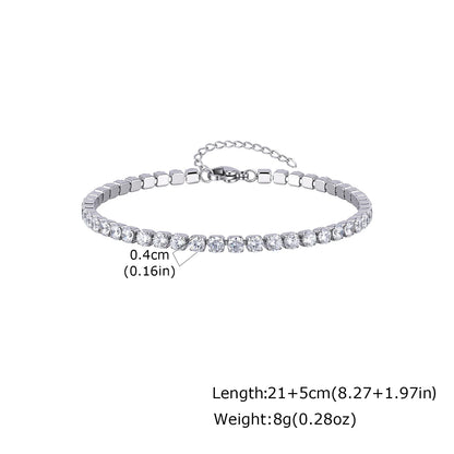 Cubic Zirconia Tennis Anklet for Women Stainless Steel 18K Gold Plated CZ Foot Chain Layering Summer No Tarnish Waterproof