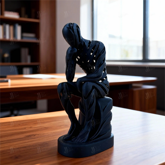 1pc Exquisite Black Hollowed Thinker Figurine, suitable for desktop, desk & office embellishment. Great for New Year's Day.