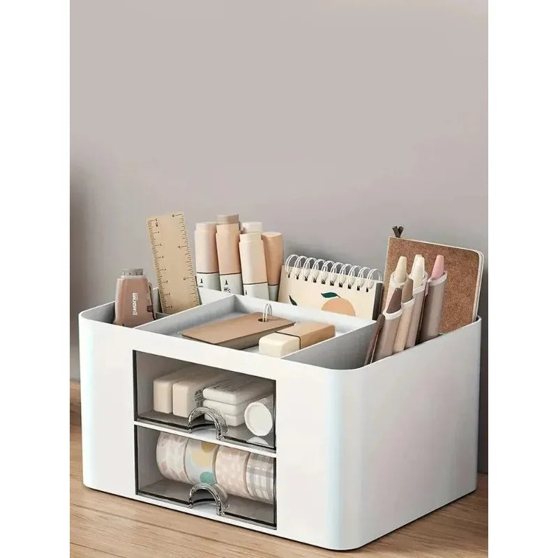 1PC Pen Organizer With 2 Drawer Multi-Functional Pencil Holder For Desk Holder Storage Box For Desk Office Supplies Vanity Table