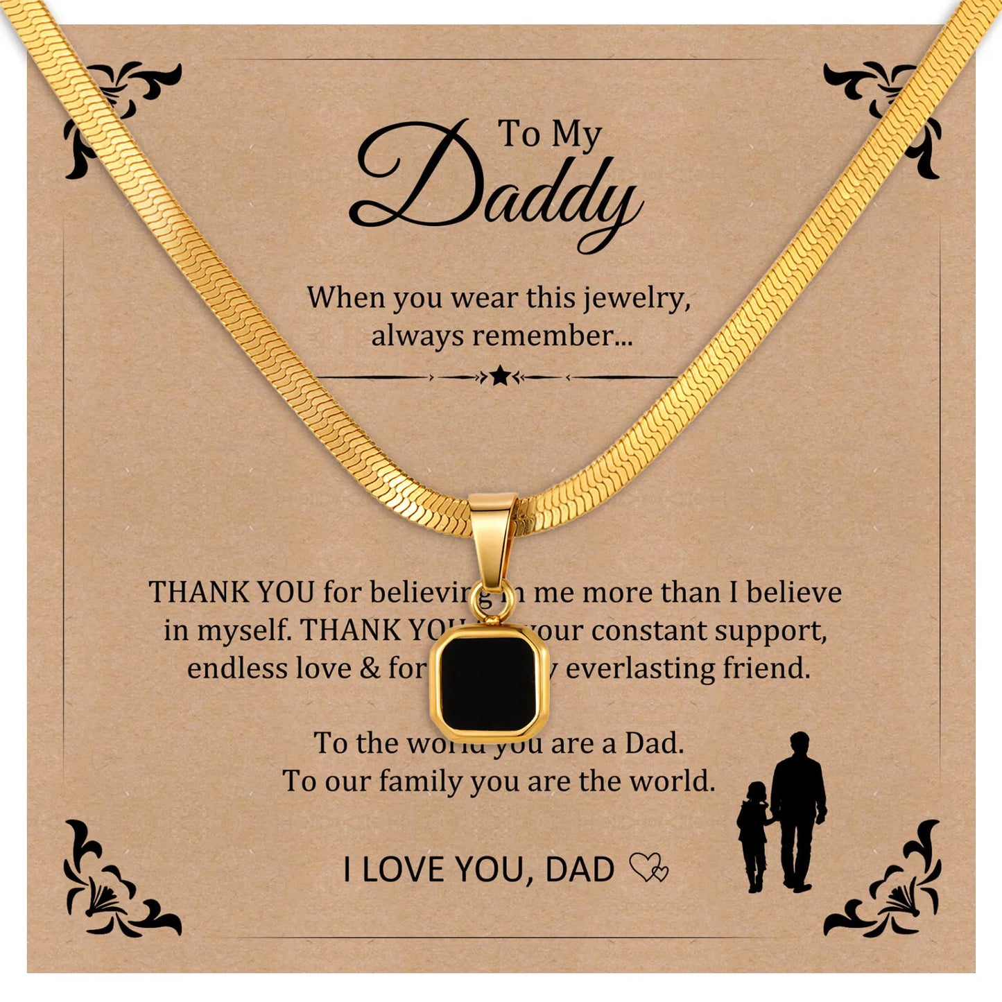 Vnox Geometric Square Natural Stone Pendant Necklace for Men, Gold Silver Color Stainless Steel Blade Chain, Trendy Jewelry Gift