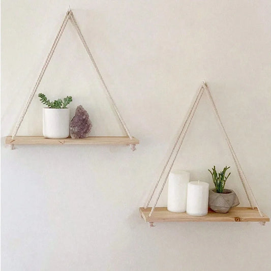 WallLeaf™ - Suporte de Parede em Madeira com Corda para Decoração