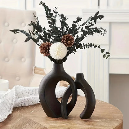 NordicVase™ - Jogo de 2 Vasos Cerâmicos Ocos Decorativos