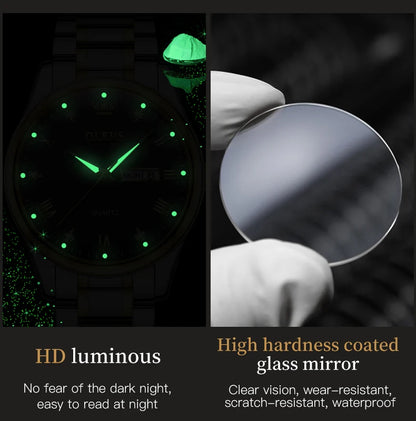 OLEVS 5563 Couple Watch Luxury Gold Diamond Dual Calendar Waterproof Watch Fashion Brand Quartz Appointment Clock Couple Watch