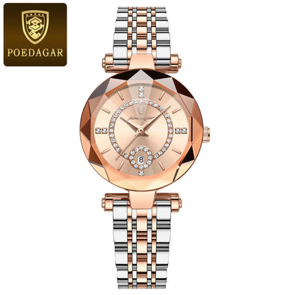POEDAGAR Luxury Brand Women's Watches Waterproof Stainless Steel Date Ladies Wristwatch Fashion Elegant Quartz Woman Watch Reloj
