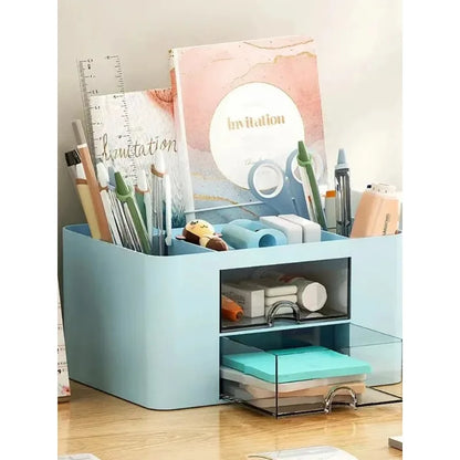 1PC Pen Organizer With 2 Drawer Multi-Functional Pencil Holder For Desk Holder Storage Box For Desk Office Supplies Vanity Table