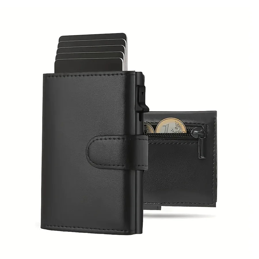 Pop Up Wallet with Coin Compartment RFID Protection Credit Card Holder Wallet for Men