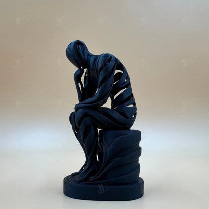 1pc Exquisite Black Hollowed Thinker Figurine, suitable for desktop, desk & office embellishment. Great for New Year's Day.