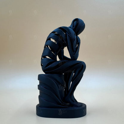1pc Exquisite Black Hollowed Thinker Figurine, suitable for desktop, desk & office embellishment. Great for New Year's Day.