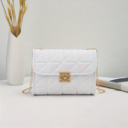 Lock buckle temperament simple chain versatile crossbody bag casual solid color commuting shoulder bag