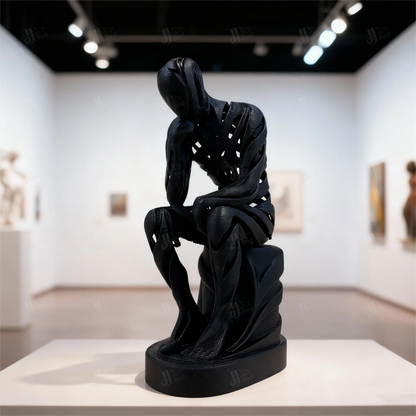 1pc Exquisite Black Hollowed Thinker Figurine, suitable for desktop, desk & office embellishment. Great for New Year's Day.