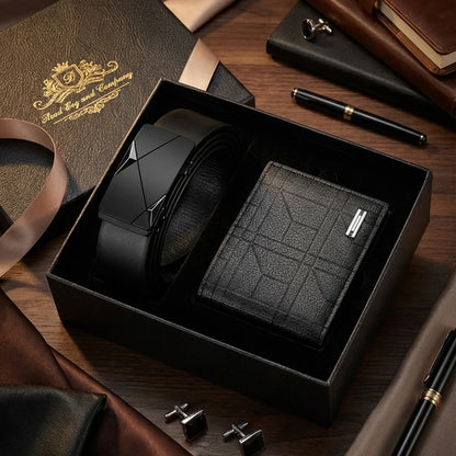 2pcs High Quality Simple Nen's Belt Wallet Set Fashionable Men's Business Belt Accessories Ideal Gift For Father and Boyfriend