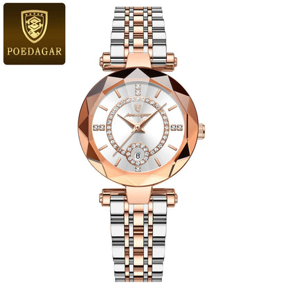 POEDAGAR Luxury Brand Women's Watches Waterproof Stainless Steel Date Ladies Wristwatch Fashion Elegant Quartz Woman Watch Reloj