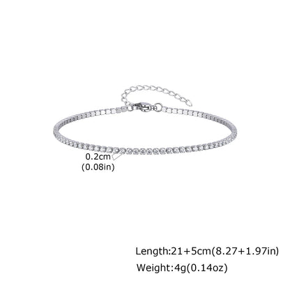 Cubic Zirconia Tennis Anklet for Women Stainless Steel 18K Gold Plated CZ Foot Chain Layering Summer No Tarnish Waterproof