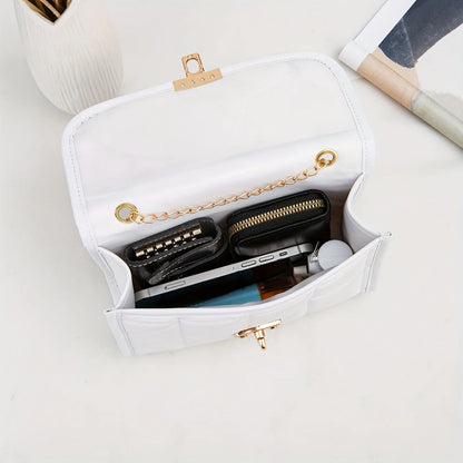 Lock buckle temperament simple chain versatile crossbody bag casual solid color commuting shoulder bag