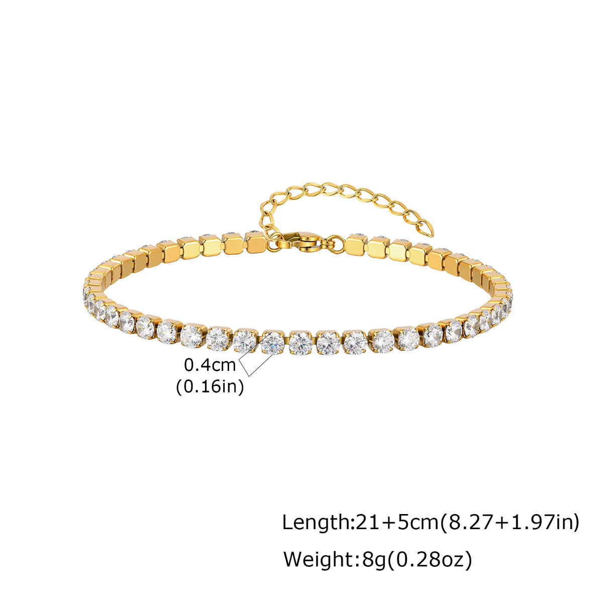 Cubic Zirconia Tennis Anklet for Women Stainless Steel 18K Gold Plated CZ Foot Chain Layering Summer No Tarnish Waterproof